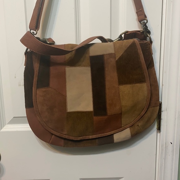 🔥🔥Free People 🔥🔥Prague Patchwork Messenger Bag Purse Leather Suede - Picture 6 of 16